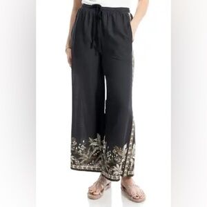 Max Studio Border Print Linen Blend Pants NWT